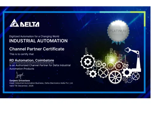 rd-automation-delta-platinum-channel-partner-certificate SMC Corporation Authorized System Integrator Certificate - RD Automation